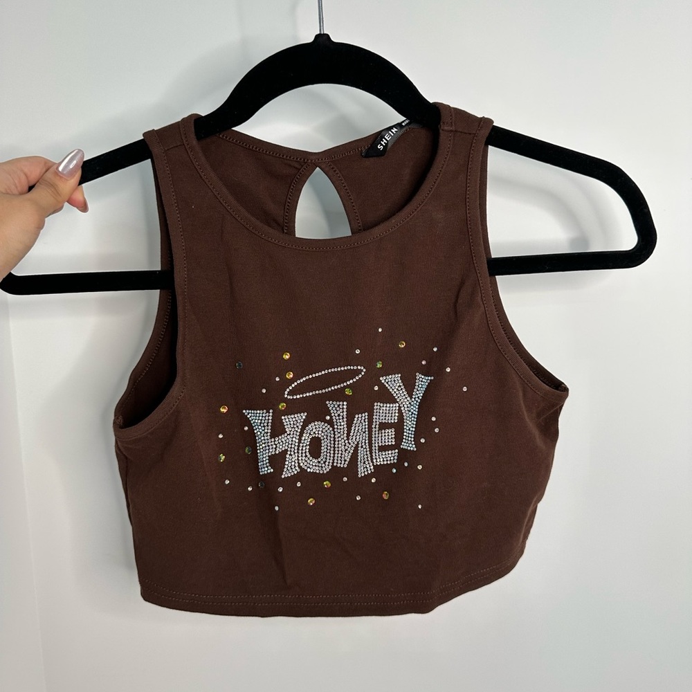 Rhinestone Letter Graphic Tank Top